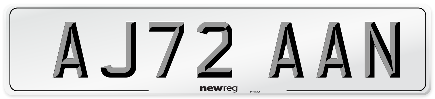 AJ72 AAN Number Plate from New Reg
